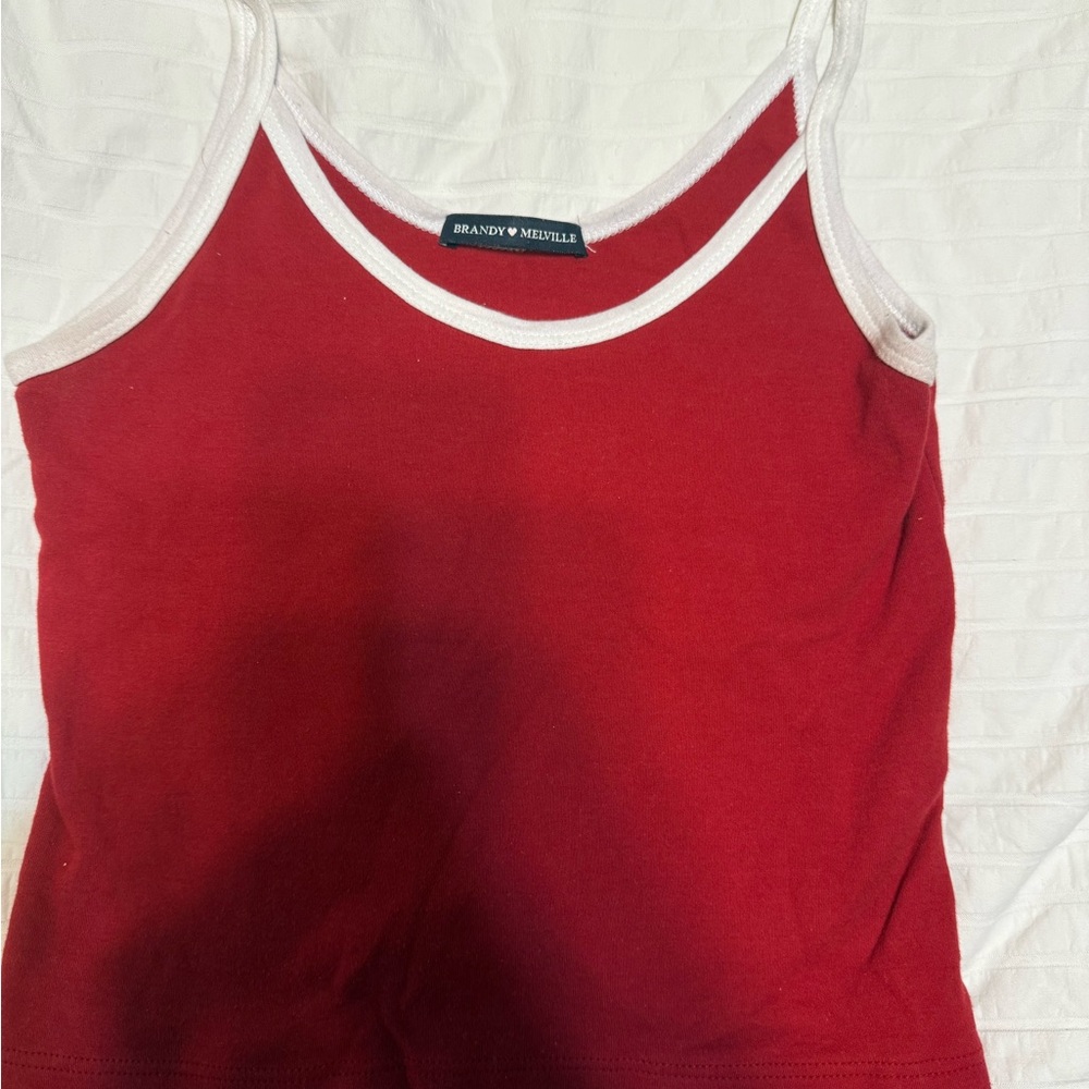Brandy Melville Red Camisole with White Trim